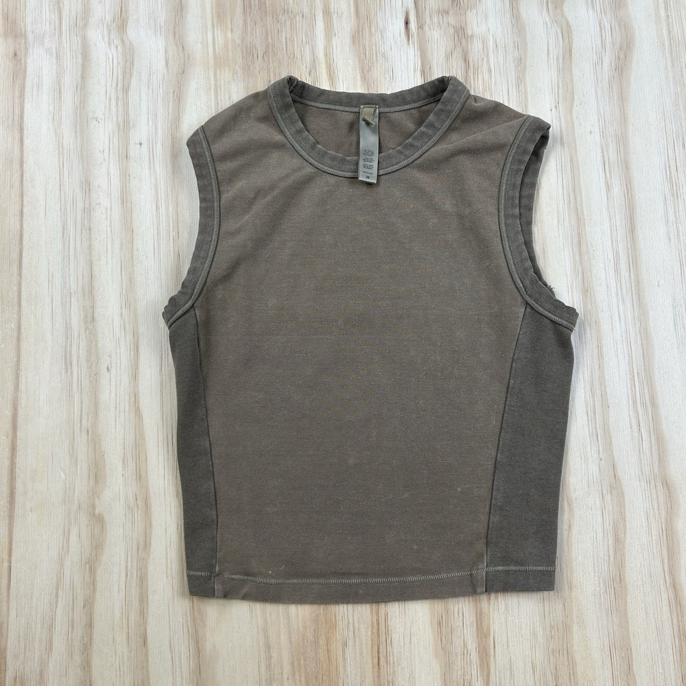 SKIMS Women's Chocolate Brown Sleeveless Top XS Stretch Form Fitting Tank